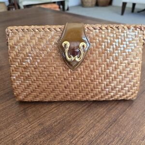 Rodo Camel and Gold Clutch